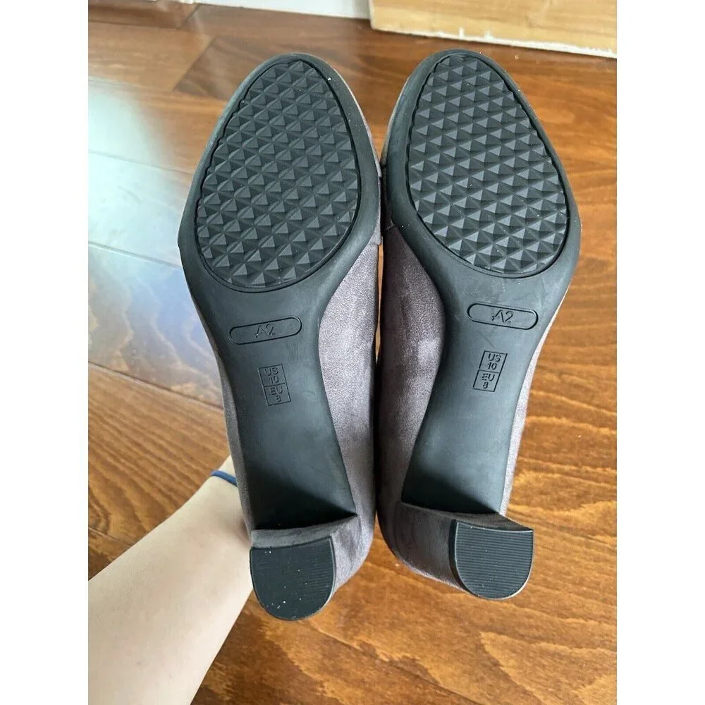 A2 by Aerosoles Sixth Avenue Booties Gray Suede Ankle Zip 10‎ M NEW